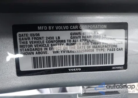 2006 Volvo V70 R from USA, damaged, VIN YV1SJ527X62589658